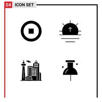 Modern Set of 4 Solid Glyphs and symbols such as basic landmark nature weather location Editable Vector Design Elements