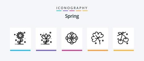 Spring Line 5 Icon Pack Including egg. spring. berry. nature. sub flower. Creative Icons Design vector