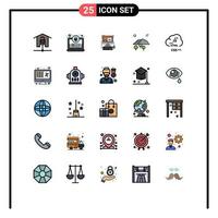 25 Filled line Flat Color concept for Websites Mobile and Apps cloud tree secure mountain editing Editable Vector Design Elements