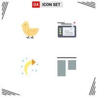 4 Thematic Vector Flat Icons and Editable Symbols of duck arrow spring pencil refresh Editable Vector Design Elements