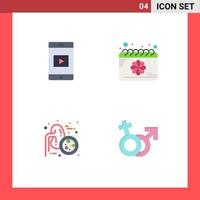 Modern Set of 4 Flat Icons and symbols such as mobile ureters calendar spring gender Editable Vector Design Elements