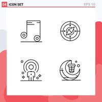 Stock Vector Icon Pack of 4 Line Signs and Symbols for music people navigation location recruitment Editable Vector Design Elements