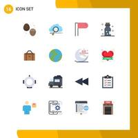 User Interface Pack of 16 Basic Flat Colors of gym bag computing poison chemistry Editable Pack of Creative Vector Design Elements