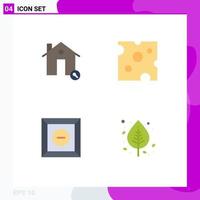 Set of 4 Modern UI Icons Symbols Signs for buildings box house drink product Editable Vector Design Elements