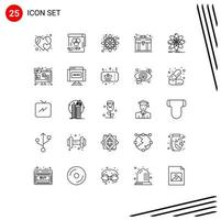 Universal Icon Symbols Group of 25 Modern Lines of data case flower briefcase business Editable Vector Design Elements