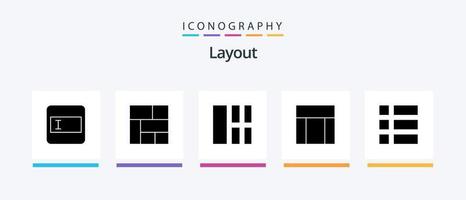 Layout Glyph 5 Icon Pack Including layout. frame. interface. collage. website. Creative Icons Design vector