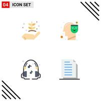 Pictogram Set of 4 Simple Flat Icons of agriculture headphones give mind sound Editable Vector Design Elements