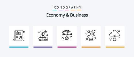 Economy And Business Line 5 Icon Pack Including idea. money. cloud. gear. cog. Creative Icons Design vector