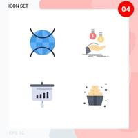 Flat Icon Pack of 4 Universal Symbols of internet chart wifi currency sales Editable Vector Design Elements