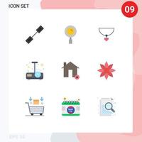 Set of 9 Modern UI Icons Symbols Signs for house buildings necklace light presentation Editable Vector Design Elements