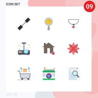 Set of 9 Modern UI Icons Symbols Signs for house buildings necklace light presentation Editable Vector Design Elements