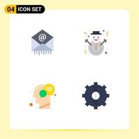 Modern Set of 4 Flat Icons and symbols such as e communication business snowman human Editable Vector Design Elements