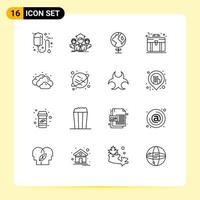 16 Universal Outline Signs Symbols of cloud briefcase group bag globe Editable Vector Design Elements