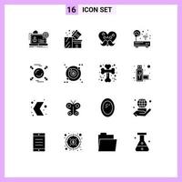 Universal Icon Symbols Group of 16 Modern Solid Glyphs of router device shopping signal fathers day Editable Vector Design Elements