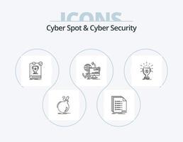 Cyber Spot And Cyber Security Line Icon Pack 5 Icon Design. file. backdoor. judge. registration. list vector