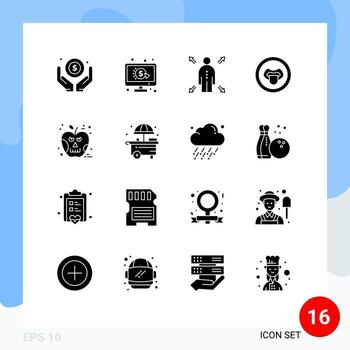 16 Solid Glyph concept for Websites Mobile and Apps poison apple business science lab Editable Vector Design Elements