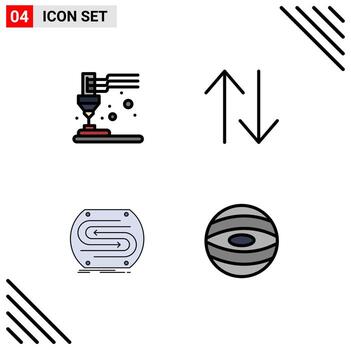 Set of 4 Vector Filledline Flat Colors on Grid for printing convergence print upside pitch Editable Vector Design Elements