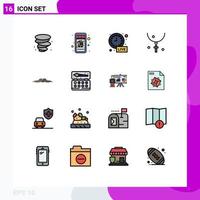 Mobile Interface Flat Color Filled Line Set of 16 Pictograms of movember moustache time necklace halloween Editable Creative Vector Design Elements