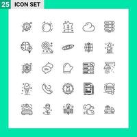 User Interface Pack of 25 Basic Lines of business storage giving network computing Editable Vector Design Elements