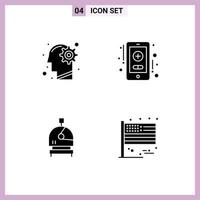 4 Creative Icons Modern Signs and Symbols of head helmet process healthcare american Editable Vector Design Elements