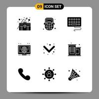 9 User Interface Solid Glyph Pack of modern Signs and Symbols of canned food down headphone arrow global Editable Vector Design Elements