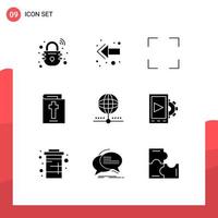 Universal Icon Symbols Group of 9 Modern Solid Glyphs of network database full screen connect holiday Editable Vector Design Elements