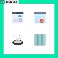 4 Thematic Vector Flat Icons and Editable Symbols of browser gift browser webpage grid Editable Vector Design Elements