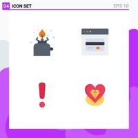 4 Flat Icon concept for Websites Mobile and Apps camping alert picnic card warning Editable Vector Design Elements