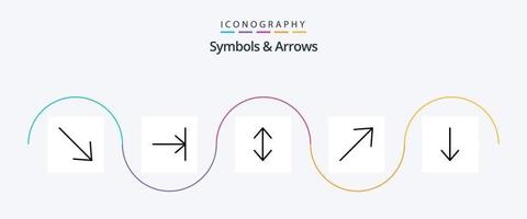 Paquete de 5 iconos planos llenos de líneas de símbolos y flechas que incluye. escala. flecha vector