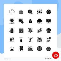 Modern Set of 25 Solid Glyphs Pictograph of education chat molecule water ecology Editable Vector Design Elements