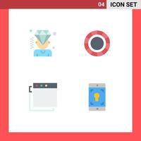 4 Universal Flat Icons Set for Web and Mobile Applications business application membership process mobile application Editable Vector Design Elements