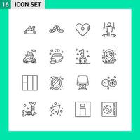 Pictogram Set of 16 Simple Outlines of left man pauropoda user favorite Editable Vector Design Elements