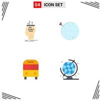 Group of 4 Flat Icons Signs and Symbols for algorithm earth process planet bus Editable Vector Design Elements