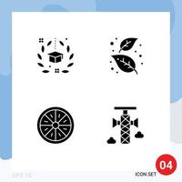 4 Thematic Vector Solid Glyphs and Editable Symbols of degree tree graduation autumn food Editable Vector Design Elements