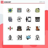 Modern Set of 16 Flat Color Filled Lines Pictograph of cloth indicator puzzle directional joint Editable Creative Vector Design Elements