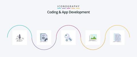 Coding And App Development Flat 5 Icon Pack Including image. service. coding. maintenance. app vector