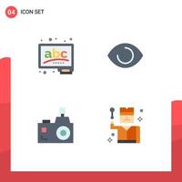 4 Flat Icon concept for Websites Mobile and Apps abc flash camera learn human photographer Editable Vector Design Elements