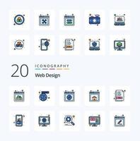 20 Web Design Line Filled Color icon Pack like sheets css compass web browser vector