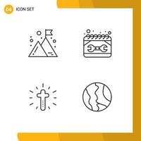 User Interface Pack of 4 Basic Filledline Flat Colors of business celebration mission maintenance cross Editable Vector Design Elements