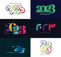 Big Collection of 2023 Happy New Year symbols Cover of business diary for 2023 with wishes vector