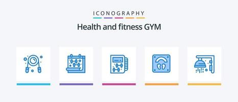 paquete de iconos de gimnasio azul 5 que incluye gimnasio. bienestar. aptitud física. Deportes. cuidado de la salud. diseño de iconos creativos vector