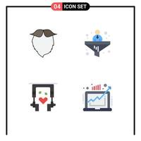 Pack of 4 Modern Flat Icons Signs and Symbols for Web Print Media such as moustache ear buds beared conversion nature Editable Vector Design Elements