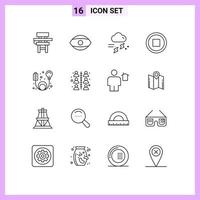 16 Thematic Vector Outlines and Editable Symbols of adapter interface vision basic rainy Editable Vector Design Elements