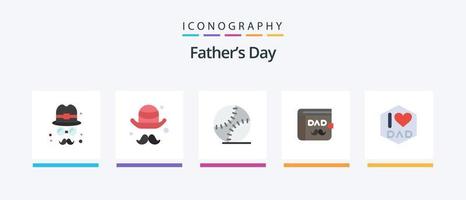 paquete de iconos flat 5 del día del padre que incluye. dia del padre. billetera. padre.. diseño de iconos creativos vector