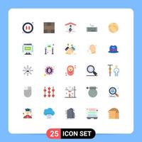 Pack of 25 creative Flat Colors of ball hardware workspace keyboard power Editable Vector Design Elements