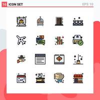 Modern Set of 16 Flat Color Filled Lines Pictograph of travel hardware window equipment screw Editable Creative Vector Design Elements