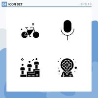 Pictogram Set of 4 Simple Solid Glyphs of bicycle podium race spring basic man Editable Vector Design Elements