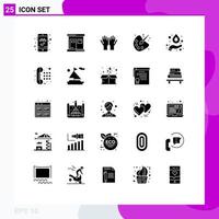 25 User Interface Solid Glyph Pack of modern Signs and Symbols of hydrogen painting pray education color Editable Vector Design Elements