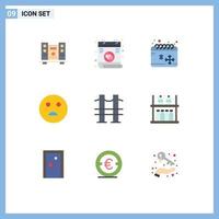 User Interface Pack of 9 Basic Flat Colors of road journey cold bridge emojis Editable Vector Design Elements