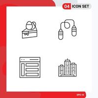 Pictogram Set of 4 Simple Filledline Flat Colors of cake interface egg jump rope sidebar Editable Vector Design Elements